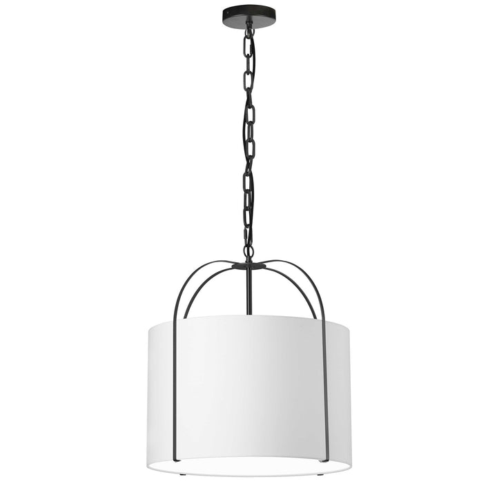 1 Light Incandescent Pendant Black With White Shade by Dainolite