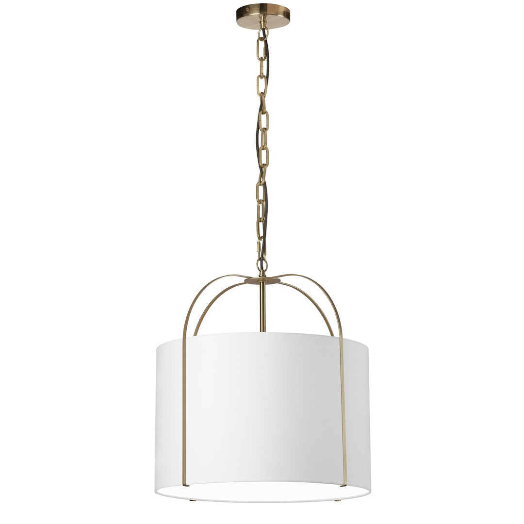 1 Light Incandescent Pendant Gold With White Shade by Dainolite
