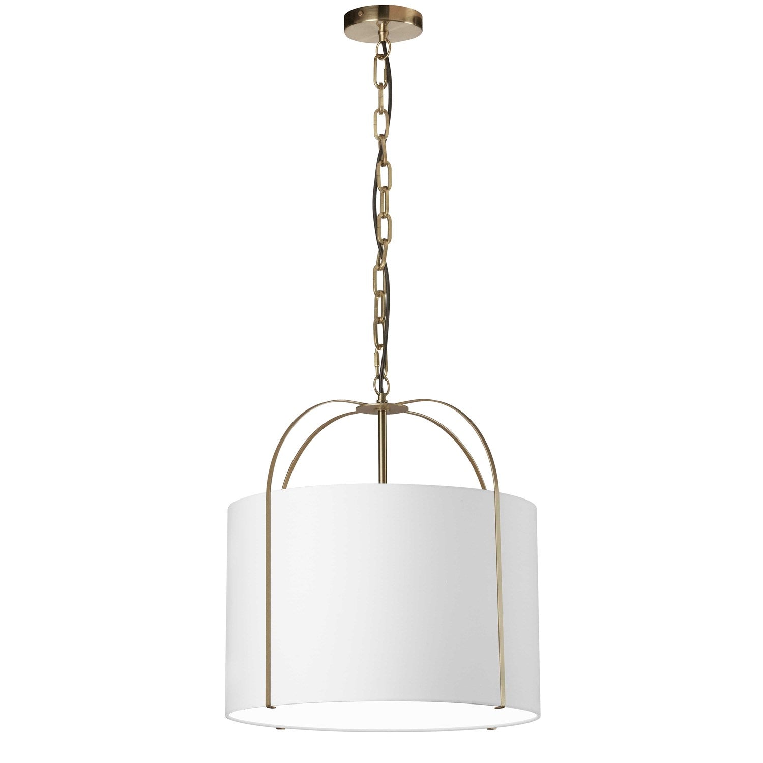 1 Light Incandescent Pendant Gold With White Shade by Dainolite