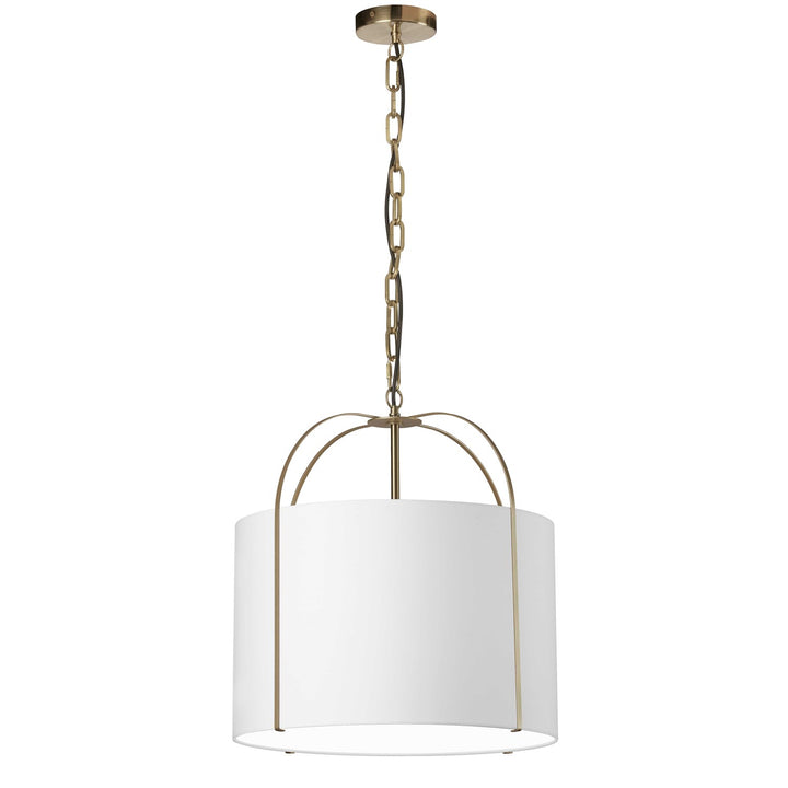 1 Light Incandescent Pendant Gold With White Shade by Dainolite