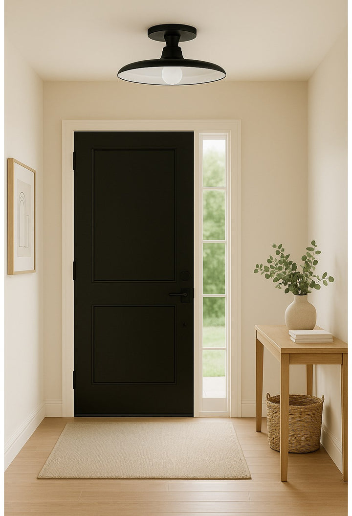 1 Light Semi-Flush Mount In Matte Black