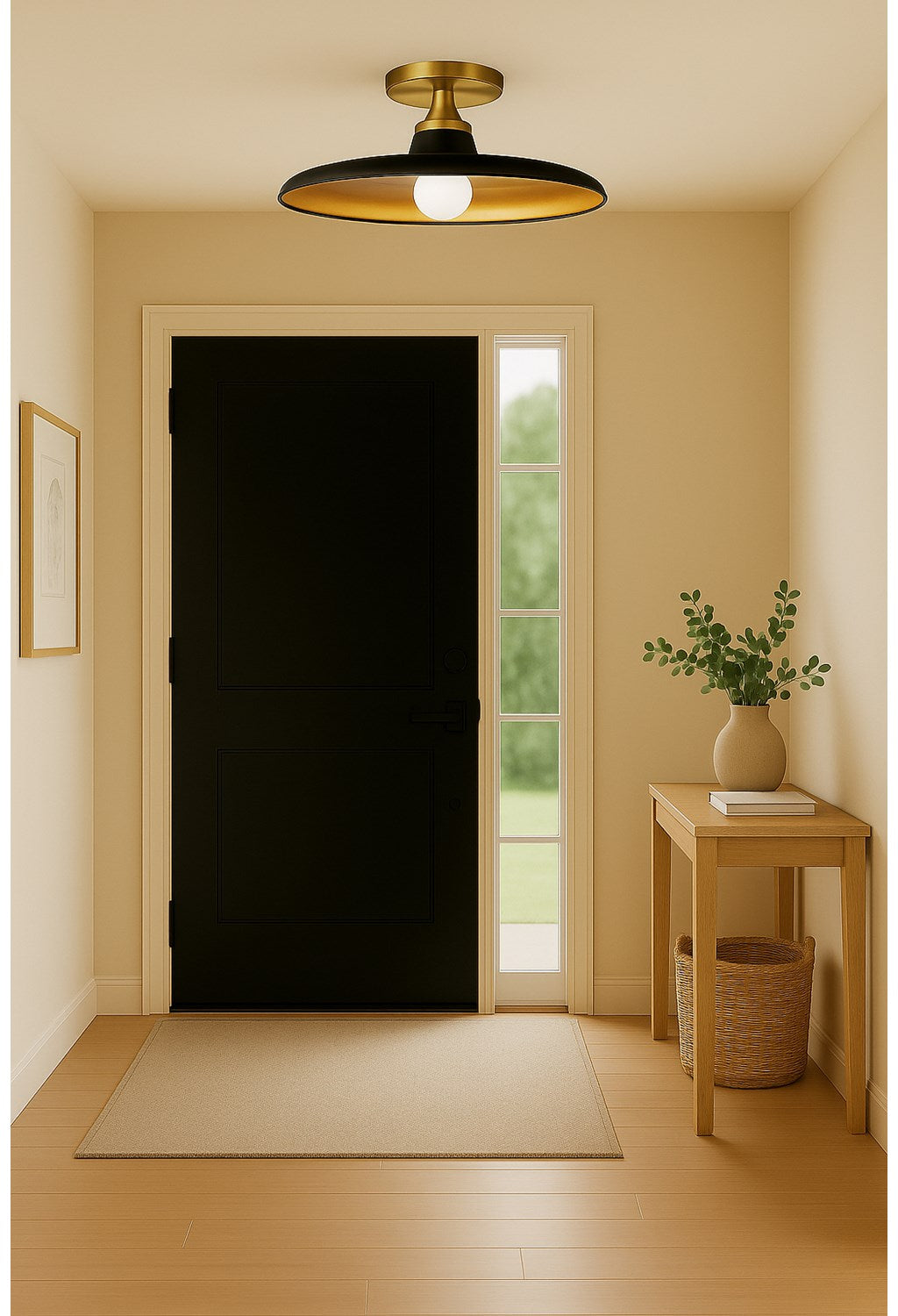 1 Light Semi-Flush Mount In Matte Black