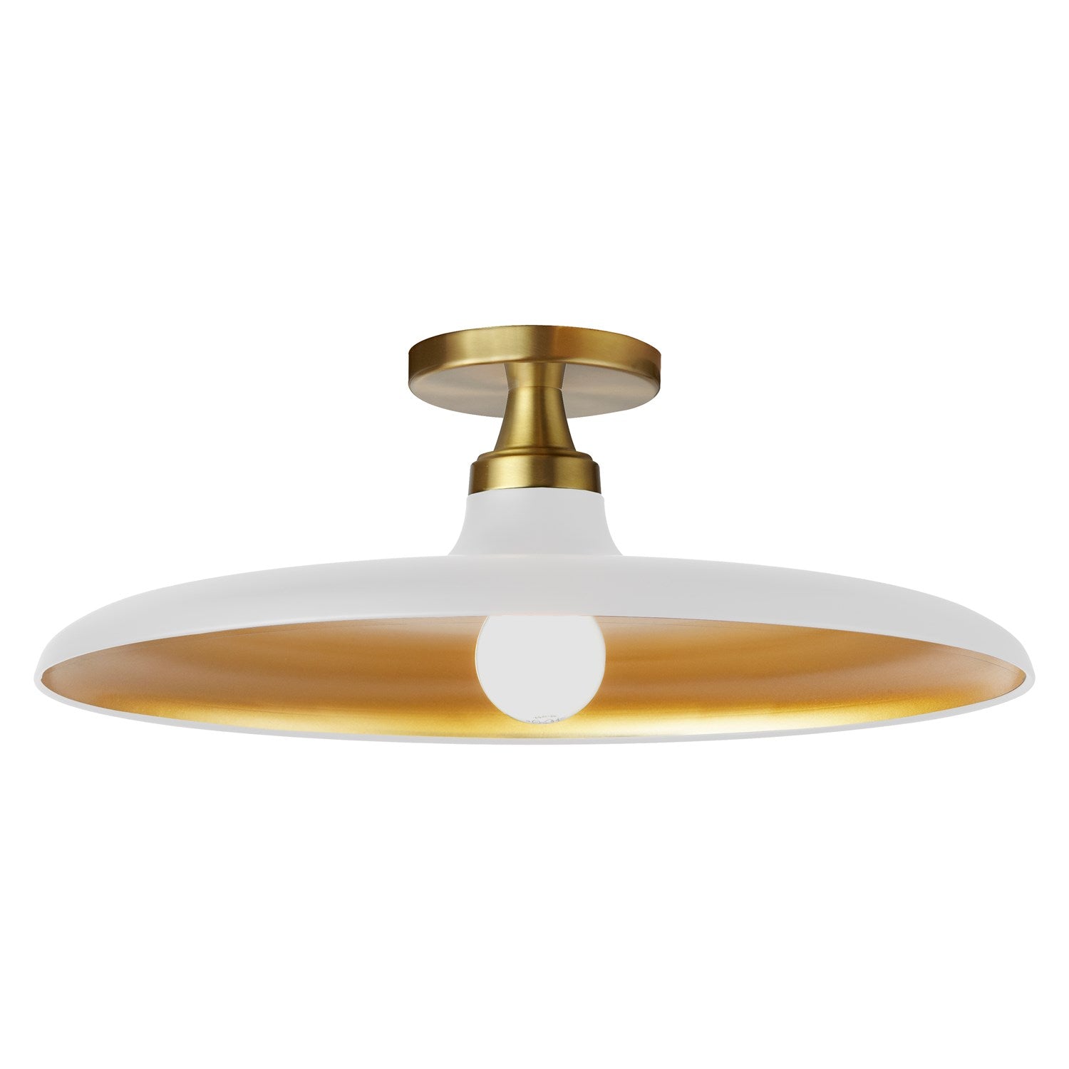 1 Light Semi-Flush Mount In Matte White And Aged Brass by Dainolite
