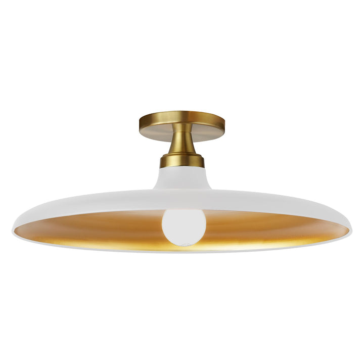 1 Light Semi-Flush Mount In Matte White And Aged Brass by Dainolite