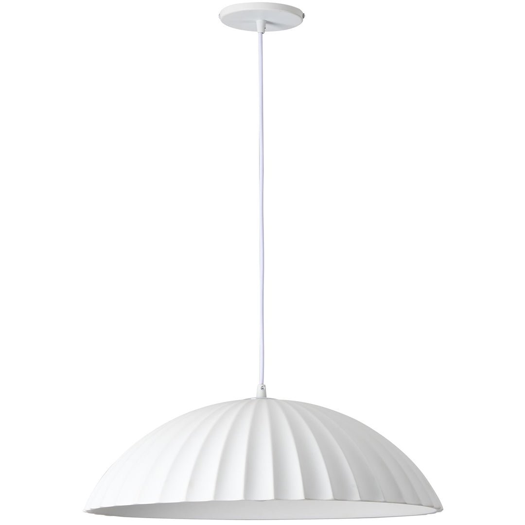 1 Light Ribbed Dome Pendant, Matte White by Dainolite