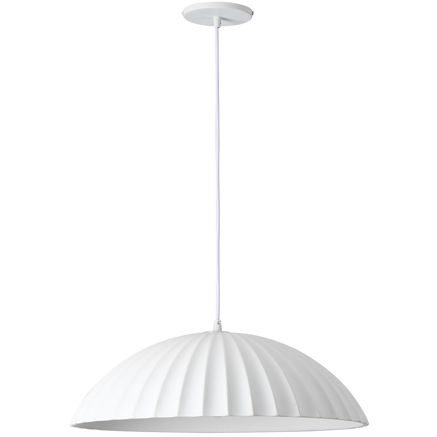 1 Light Ribbed Dome Pendant, Matte White by Dainolite
