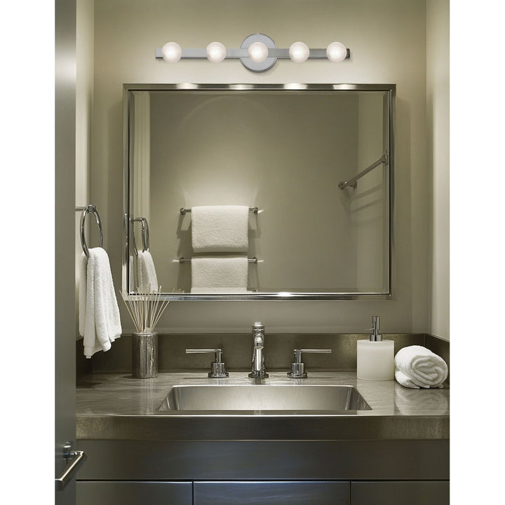 5 Light Vanity In Polished Chrome W/ Frosted Glass