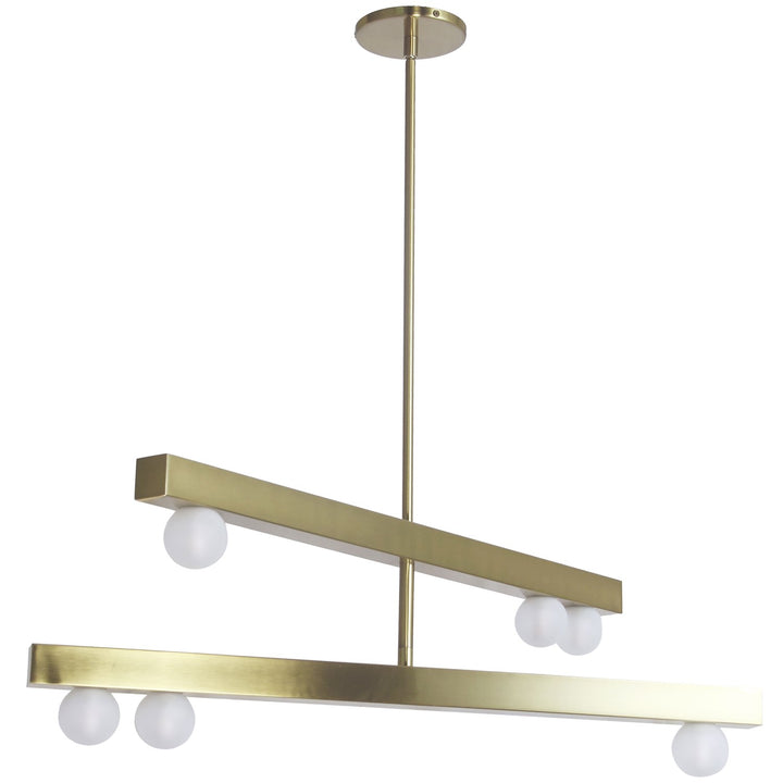 6 Light Aged Brass Chandelier W/ Frosted Glass by Dainolite