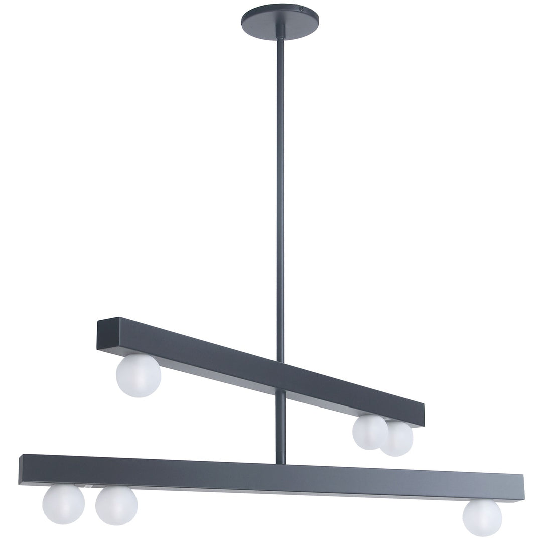 6 Light Matte Black Chandelier W/ Frosted Glass by Dainolite