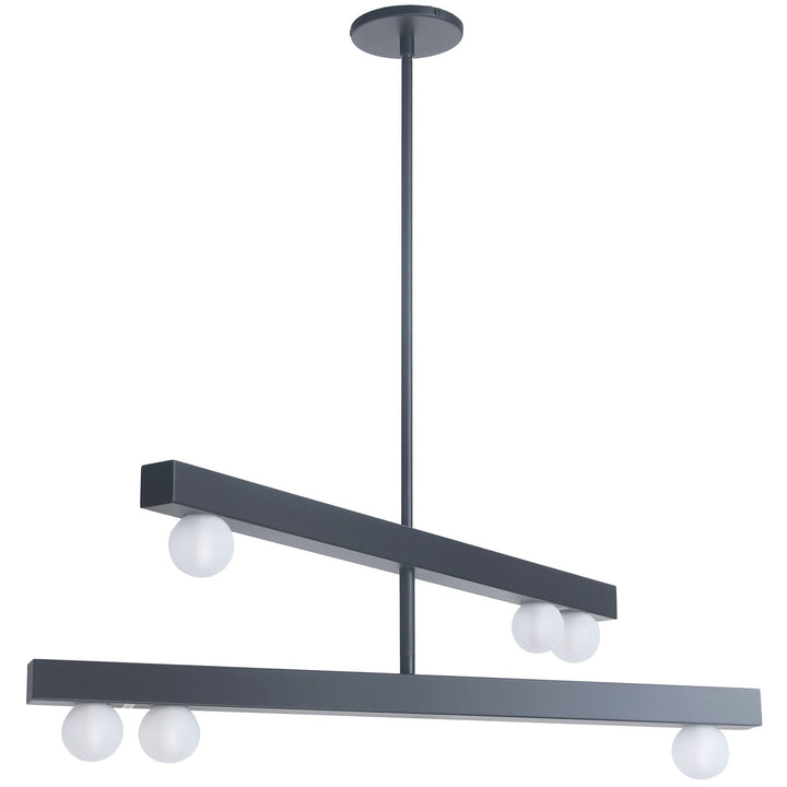 6 Light Matte Black Chandelier W/ Frosted Glass by Dainolite