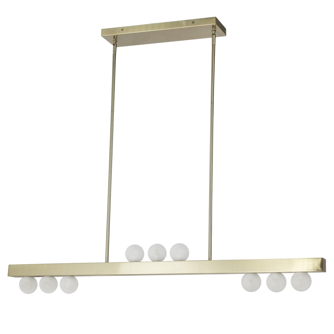 9 Light Halogen Horizontal Pendant Aged Brass With Frosted Glass by Dainolite