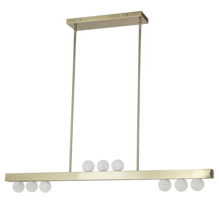 9 Light Halogen Horizontal Pendant Aged Brass With Frosted Glass by Dainolite