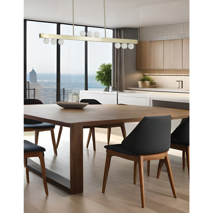9 Light Halogen Horizontal Pendant Aged Brass With Frosted Glass