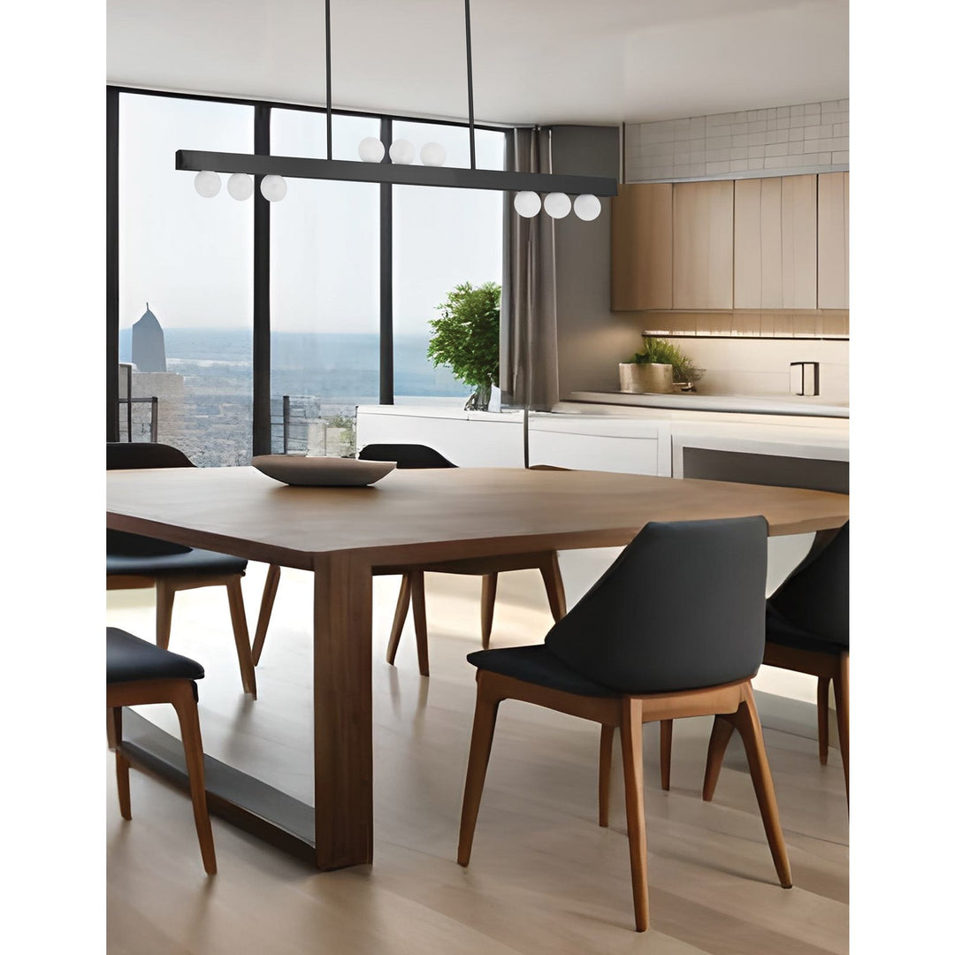 9 Light Halogen Horizontal Pendant Aged Brass With Frosted Glass