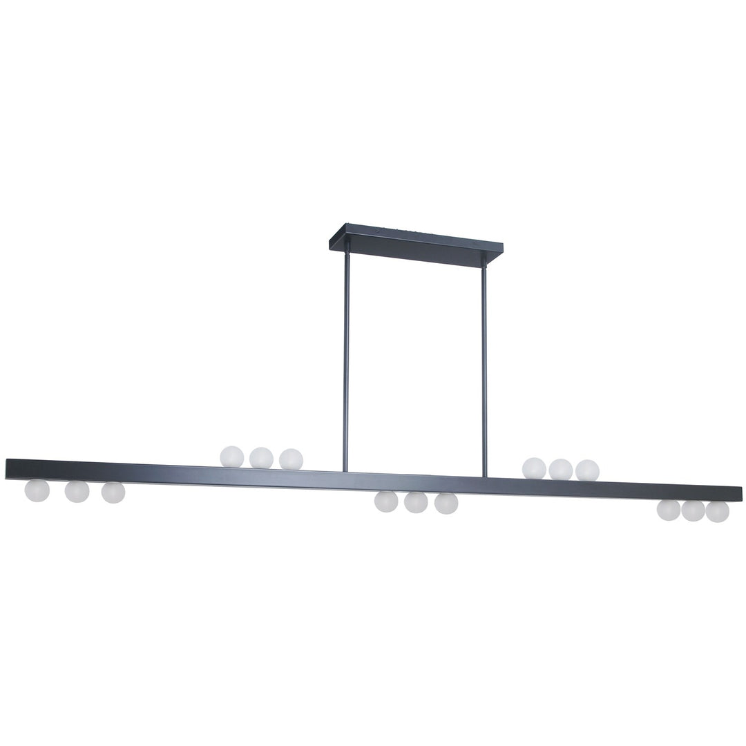 15 Light Horizontal Pendant In Matte Black W/ Frosted Glass by Dainolite