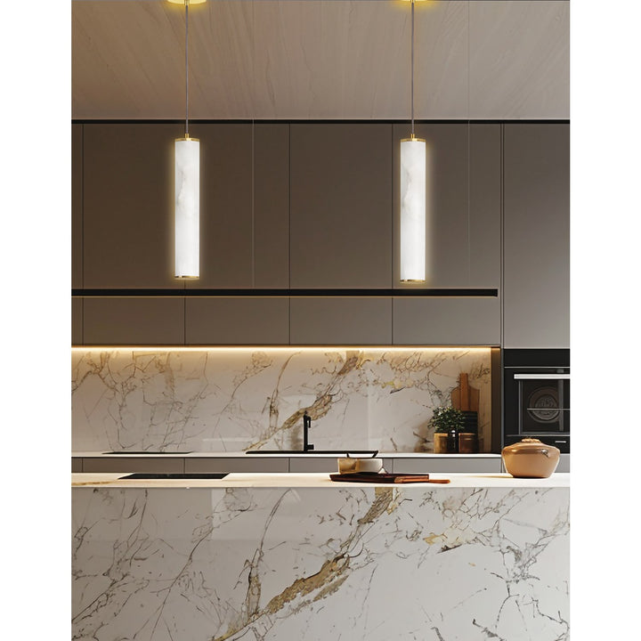 10W Pendant In Aged Brass W/ Alabaster Diffuser