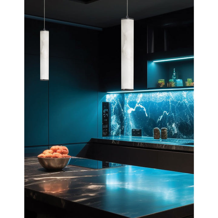 10W Pendant In Matte Black W/ Alabaster Diffuser