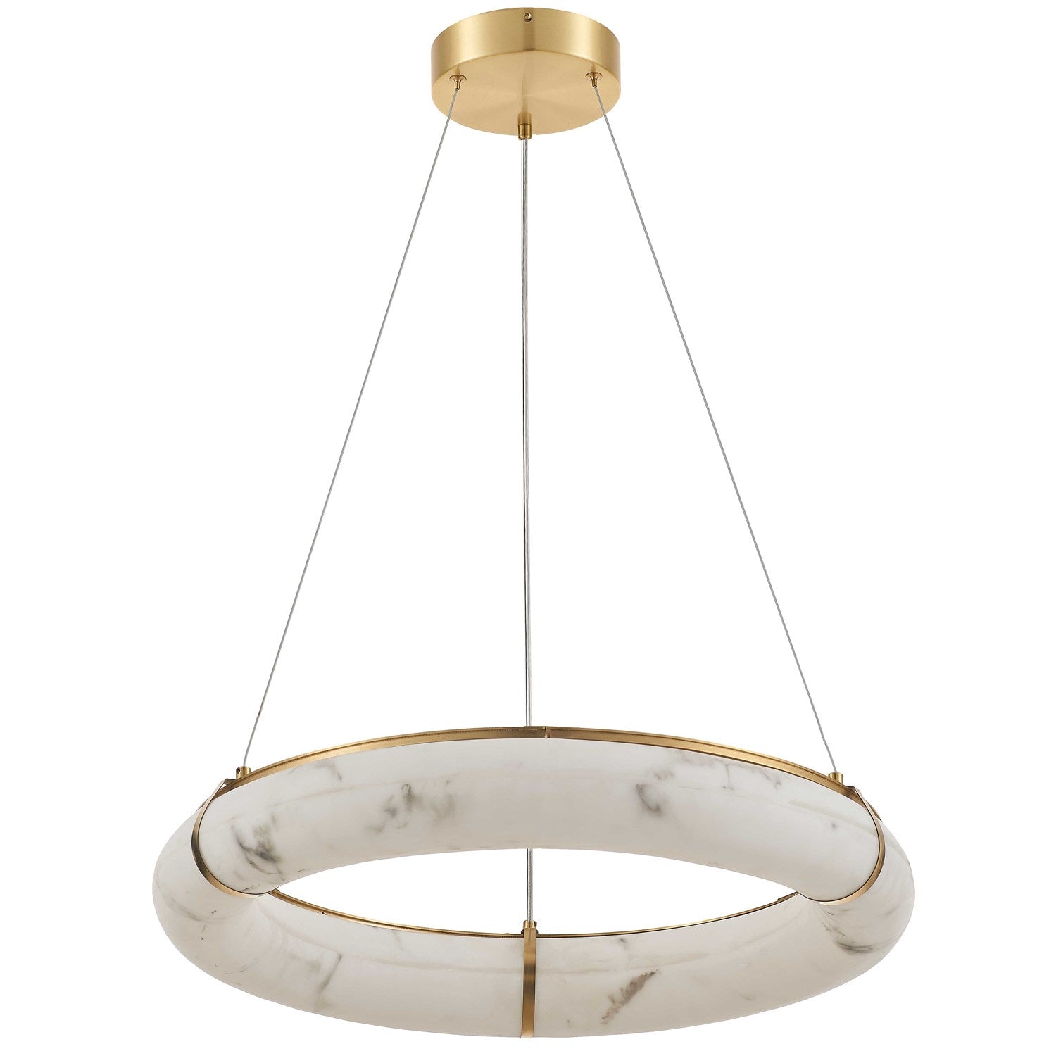 56W Pendant, Aged Brass W/ Faux Alabaster by Dainolite