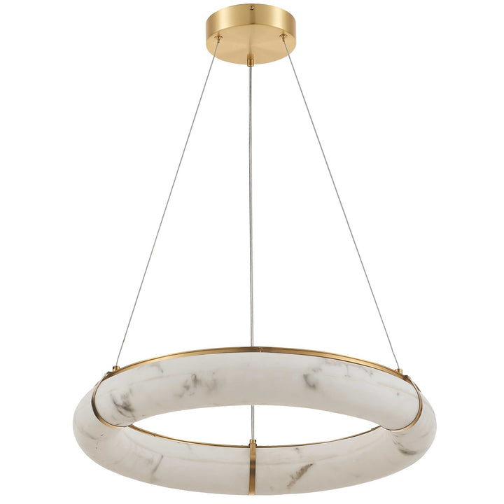 56W Pendant, Aged Brass W/ Faux Alabaster by Dainolite