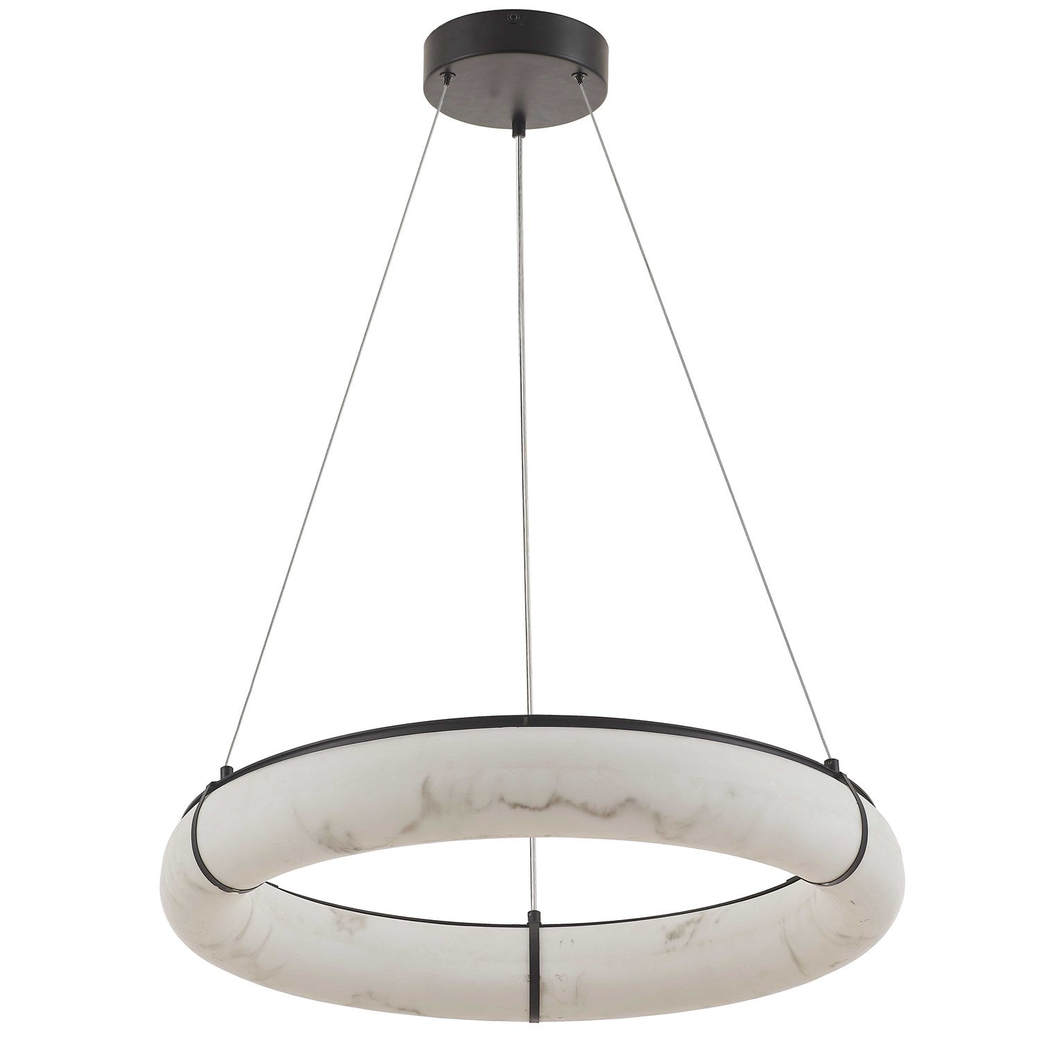 56W Pendant, Matte Black W/ Faux Alabaster by Dainolite