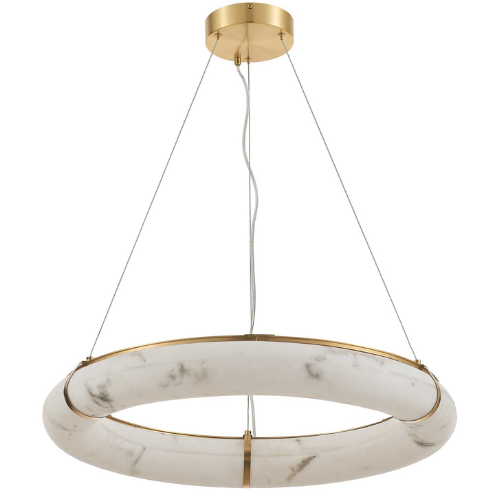 63W Aged Brass Pendant W/ Faux Alabaster by Dainolite