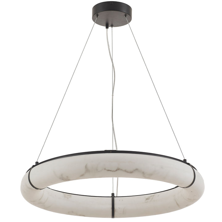 63W Matte Black Pendant W/ Faux Alabaster by Dainolite