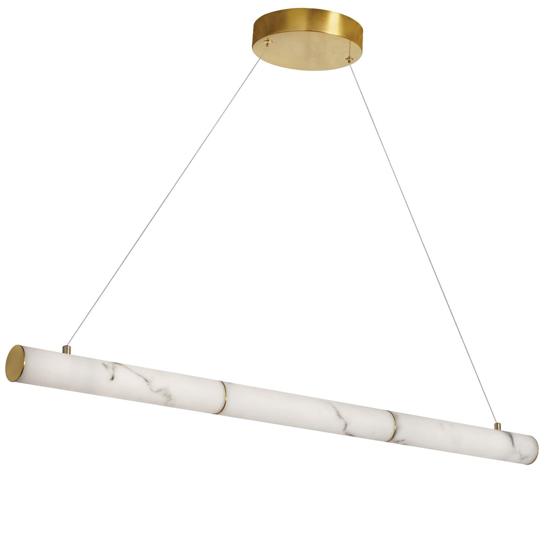 30W Aged Brass Horizontal Pendant W/ Alabaster Diffuser by Dainolite