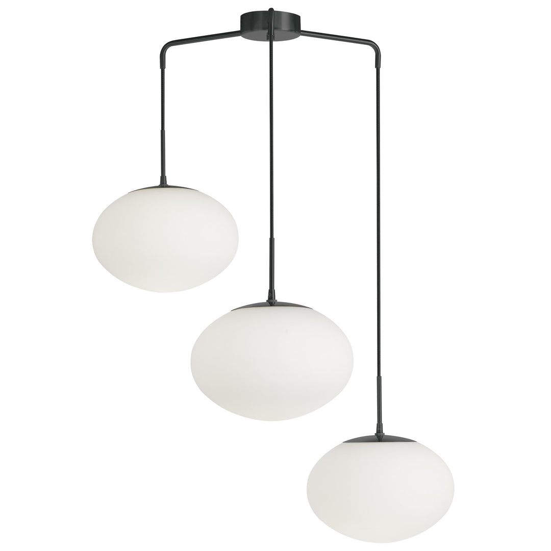 3 Light Pendant In Matte Black W/ White Opal Glass by Dainolite