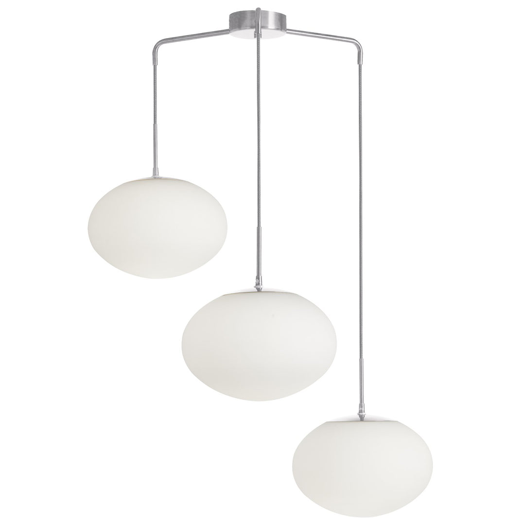 3 Light Pendant In Polished Chrome W/ White Opal Glass by Dainolite