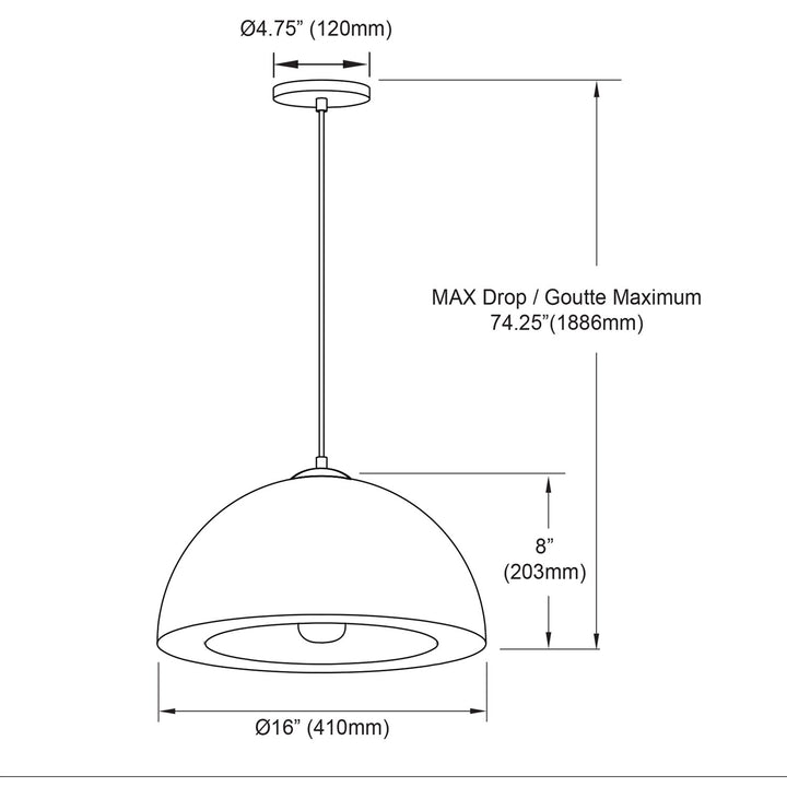 1 Light Pendant, Matte Black