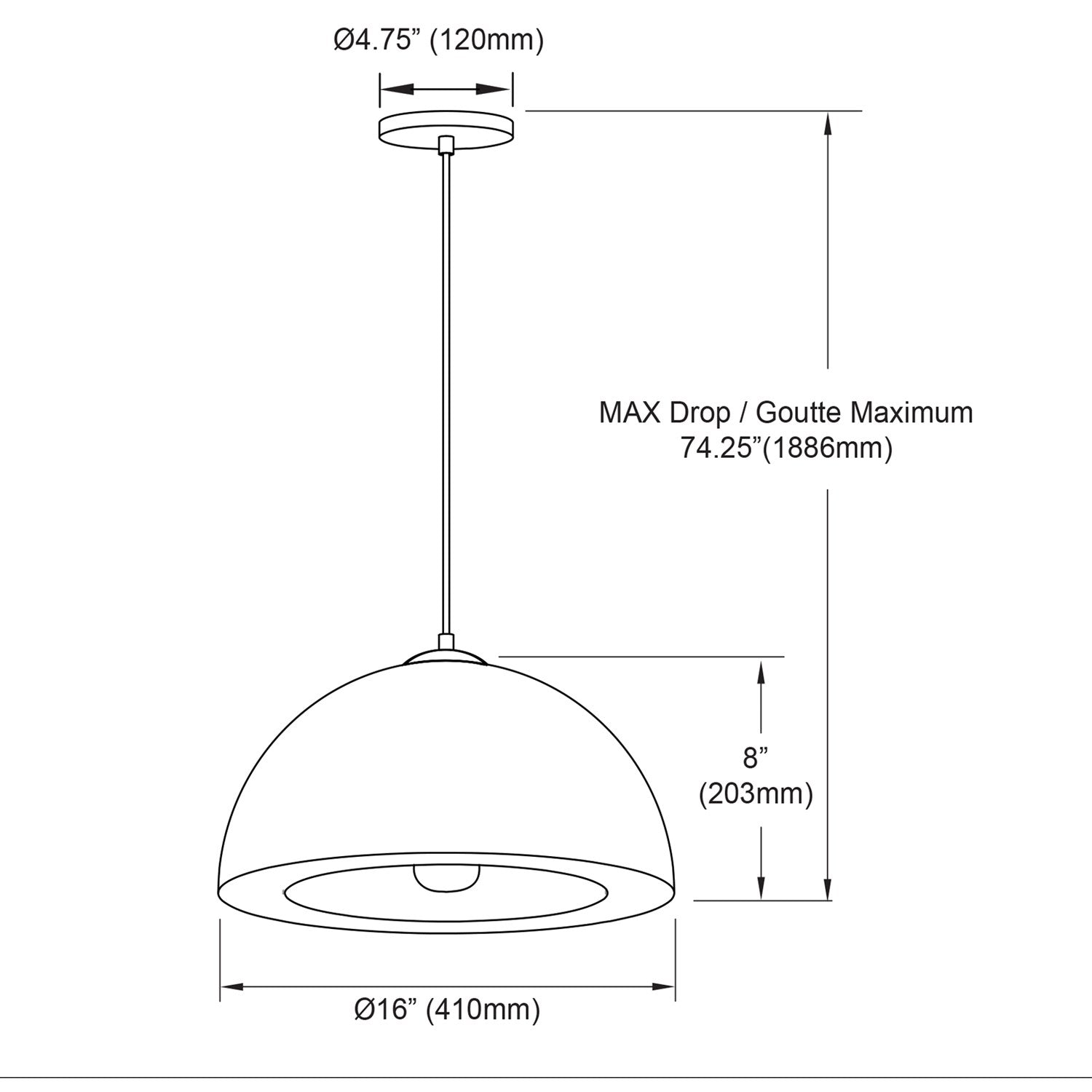 1 Light Pendant, Matte White