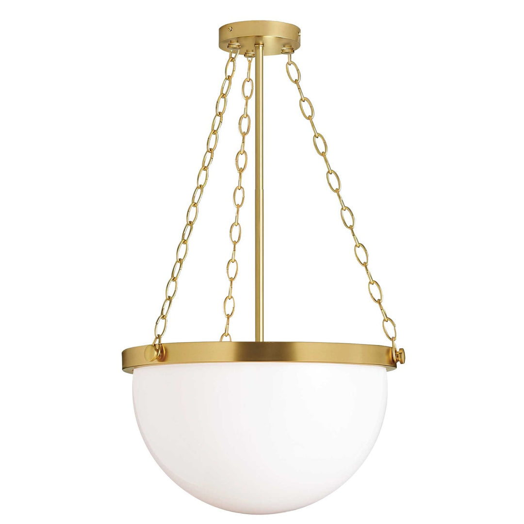 1 Light Incandescent  Pendant Aged Brass W/ White Glass by Dainolite