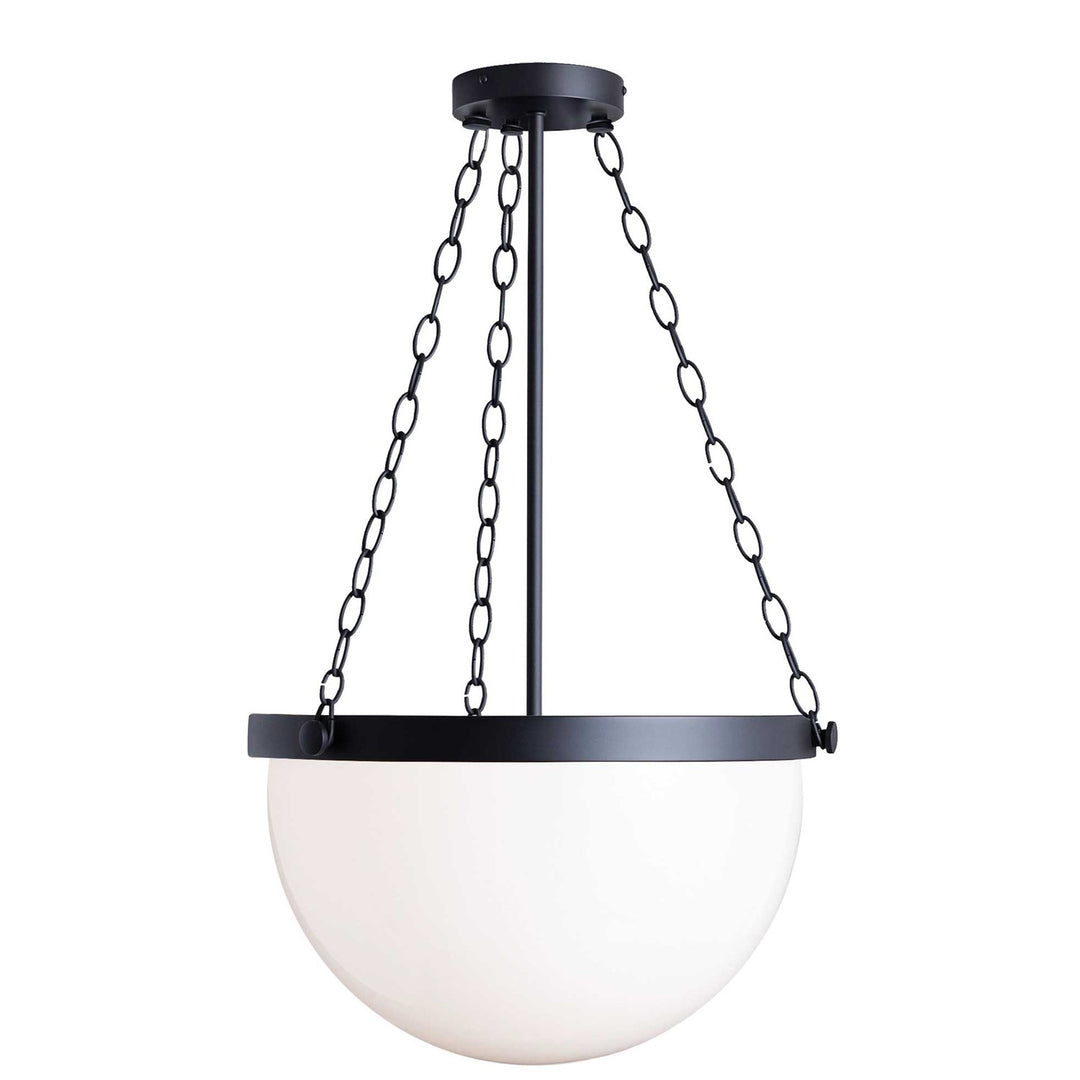 1 Light Incandescent  Pendant Matte Black W/ White Glass by Dainolite