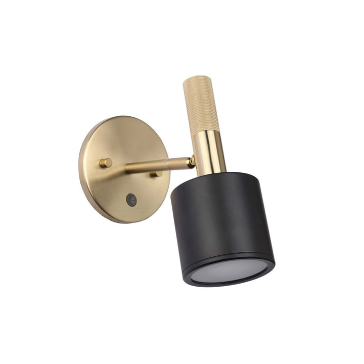 1 Light Wall Satin Chrome Matte Black & Aged Brass With Frosted Diffuser by Dainolite