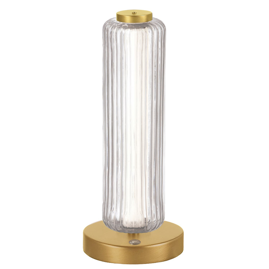 10W Aged Brass Table Lamp W/ Clear Fluted Glass by Dainolite