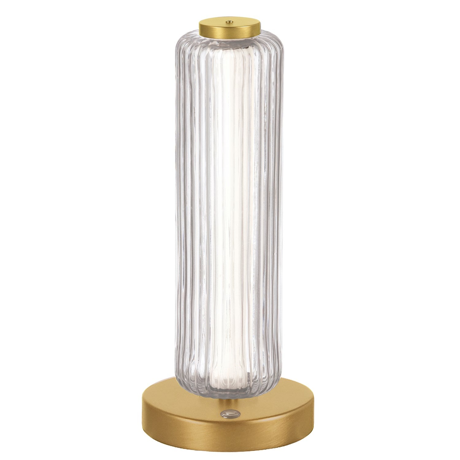 10W Aged Brass Table Lamp W/ Clear Fluted Glass by Dainolite