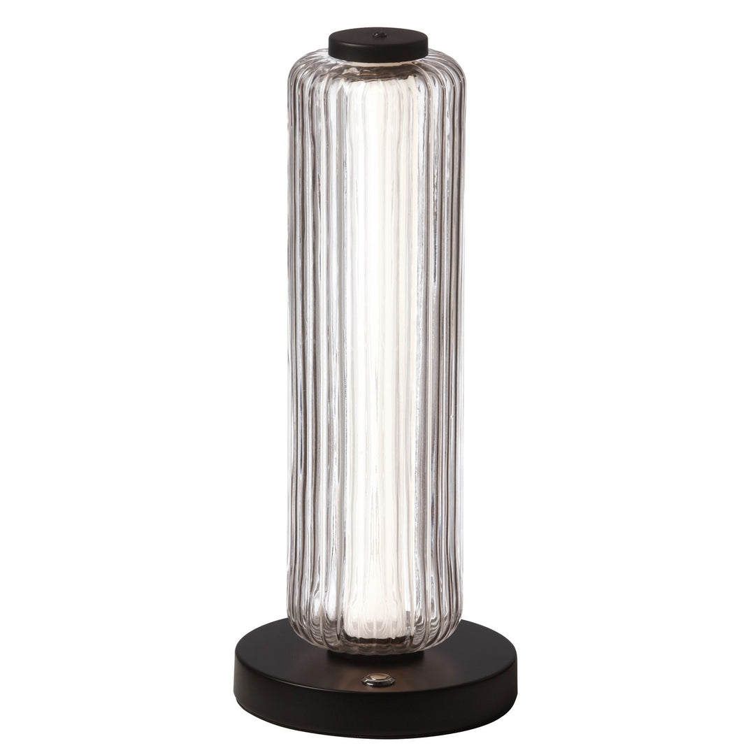 10W Matte Black Table Lamp W/ Clear Fluted Glass by Dainolite