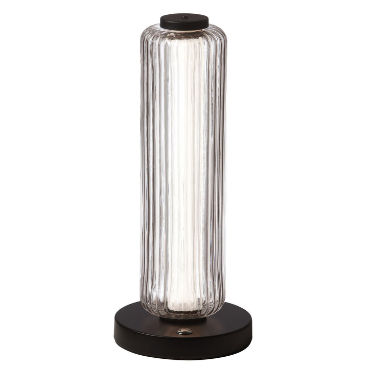 10W Matte Black Table Lamp W/ Clear Fluted Glass by Dainolite