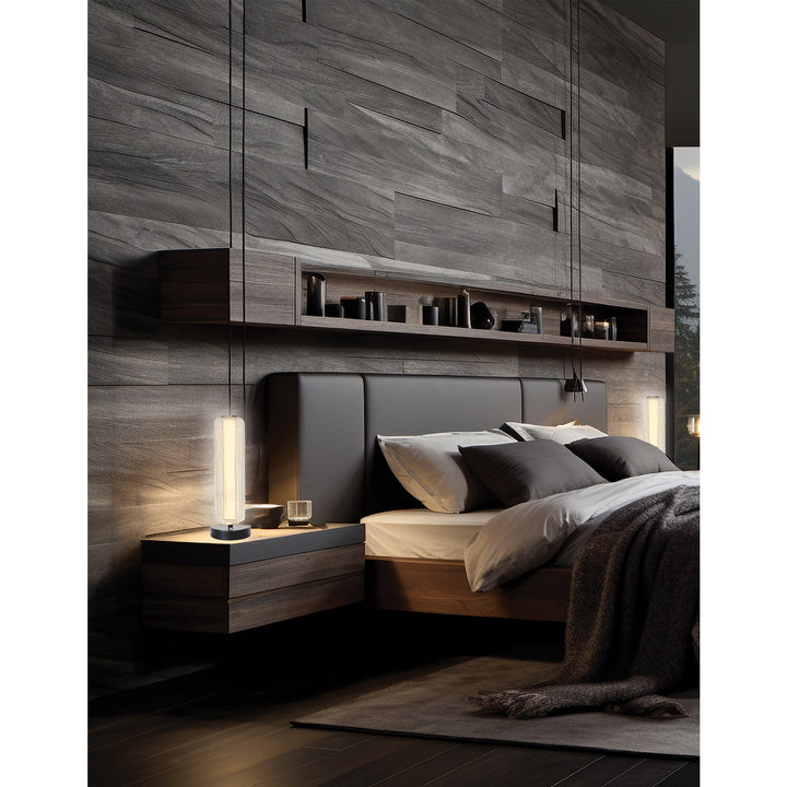 10W Matte Black Table Lamp W/ Clear Fluted Glass