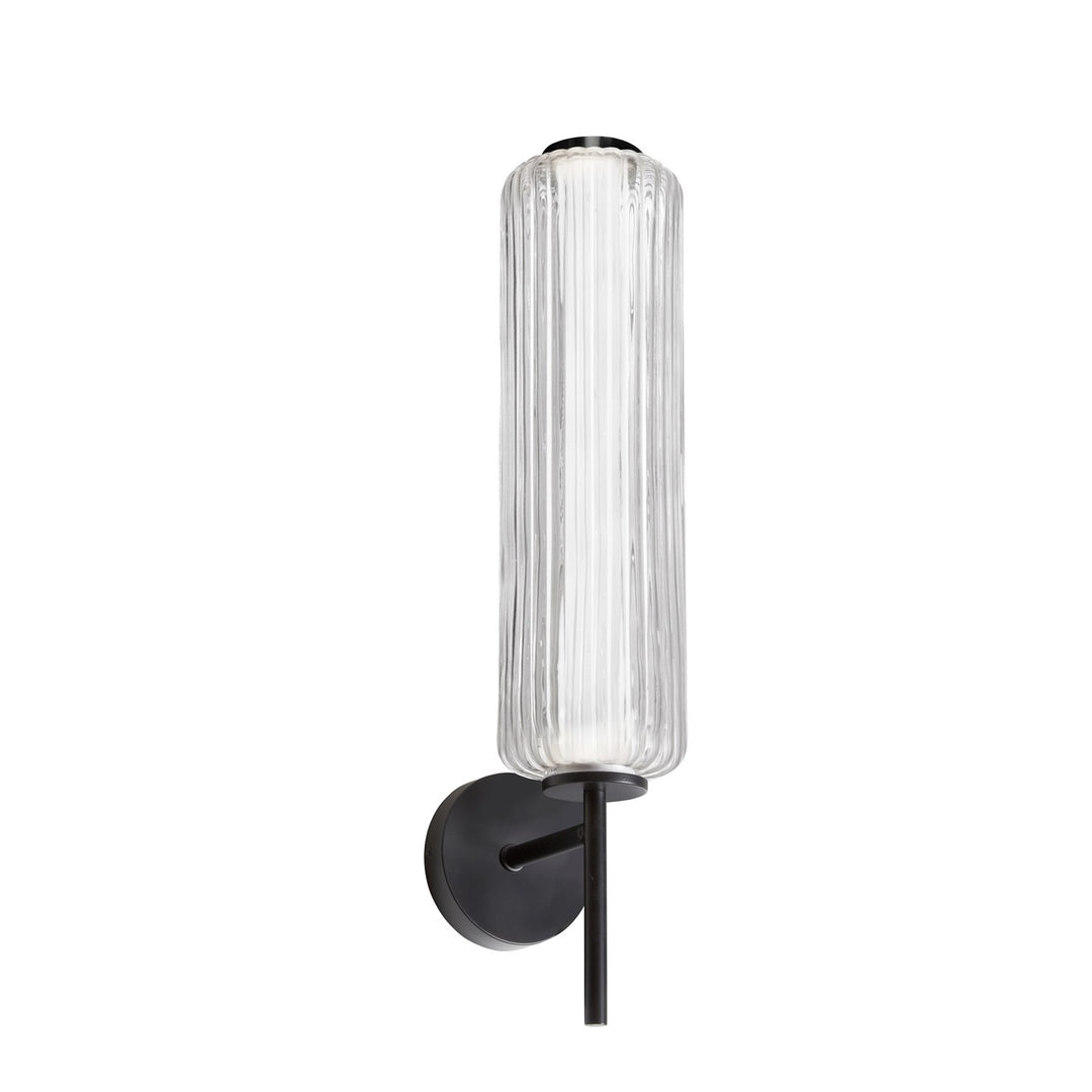 10W Led Wall Sconce, Matte Black With Clear Fluted Glass by Dainolite
