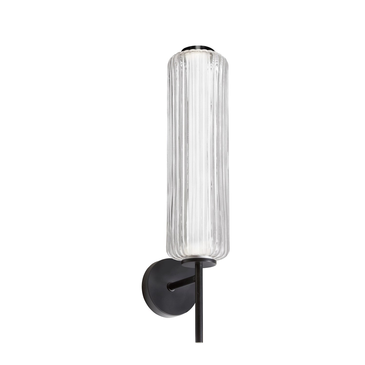 10W Led Wall Sconce, Matte Black With Clear Fluted Glass by Dainolite