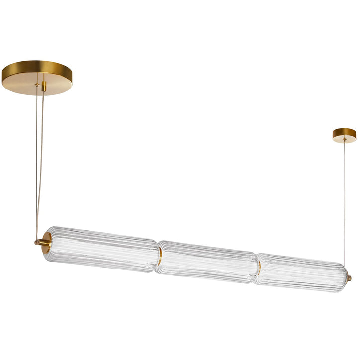 30W Led Horizontal Pendant, Aged Brass With Clear Fluted Glass by Dainolite