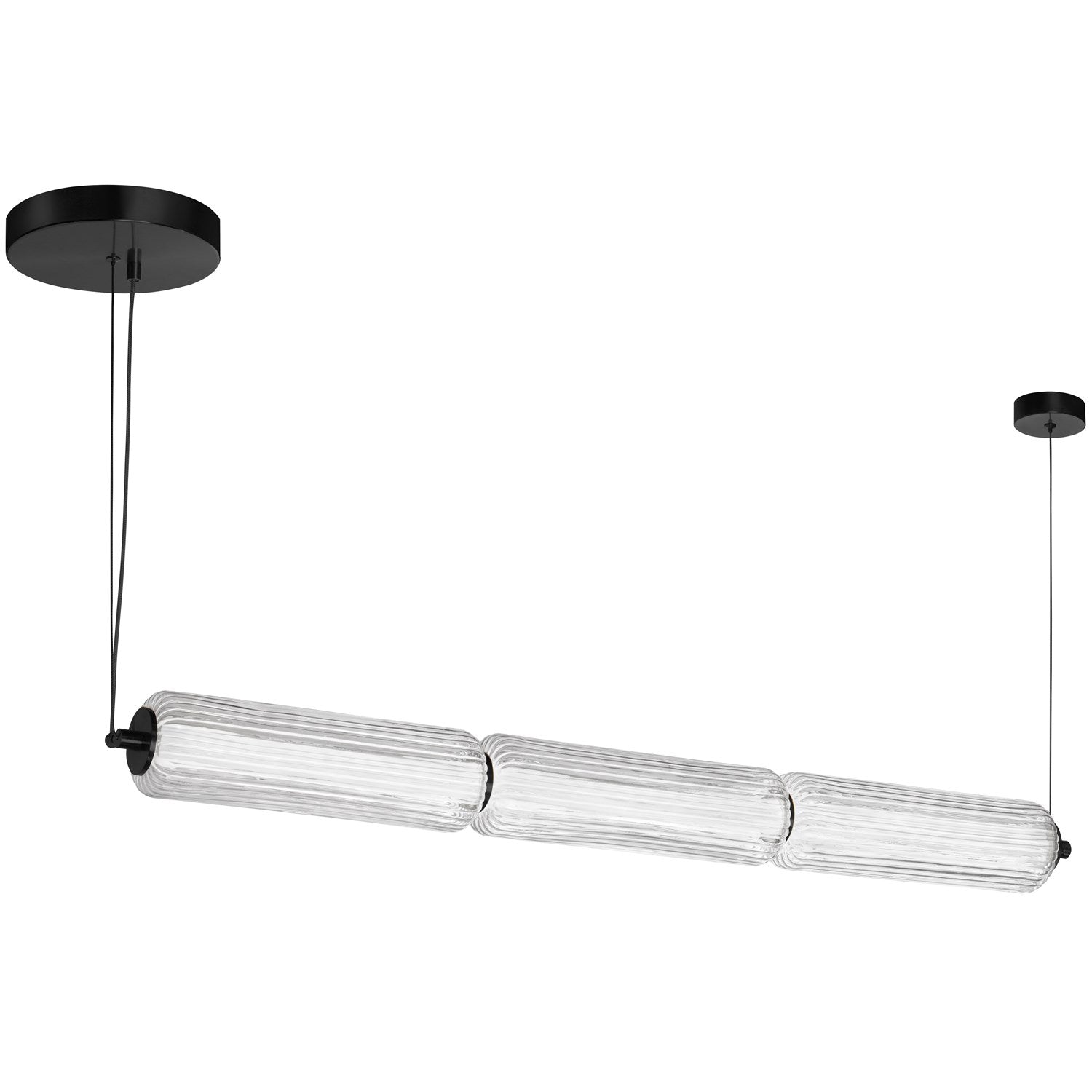 30W Led Horizontal Pendant, Matte Black With Clear Fluted Glass by Dainolite