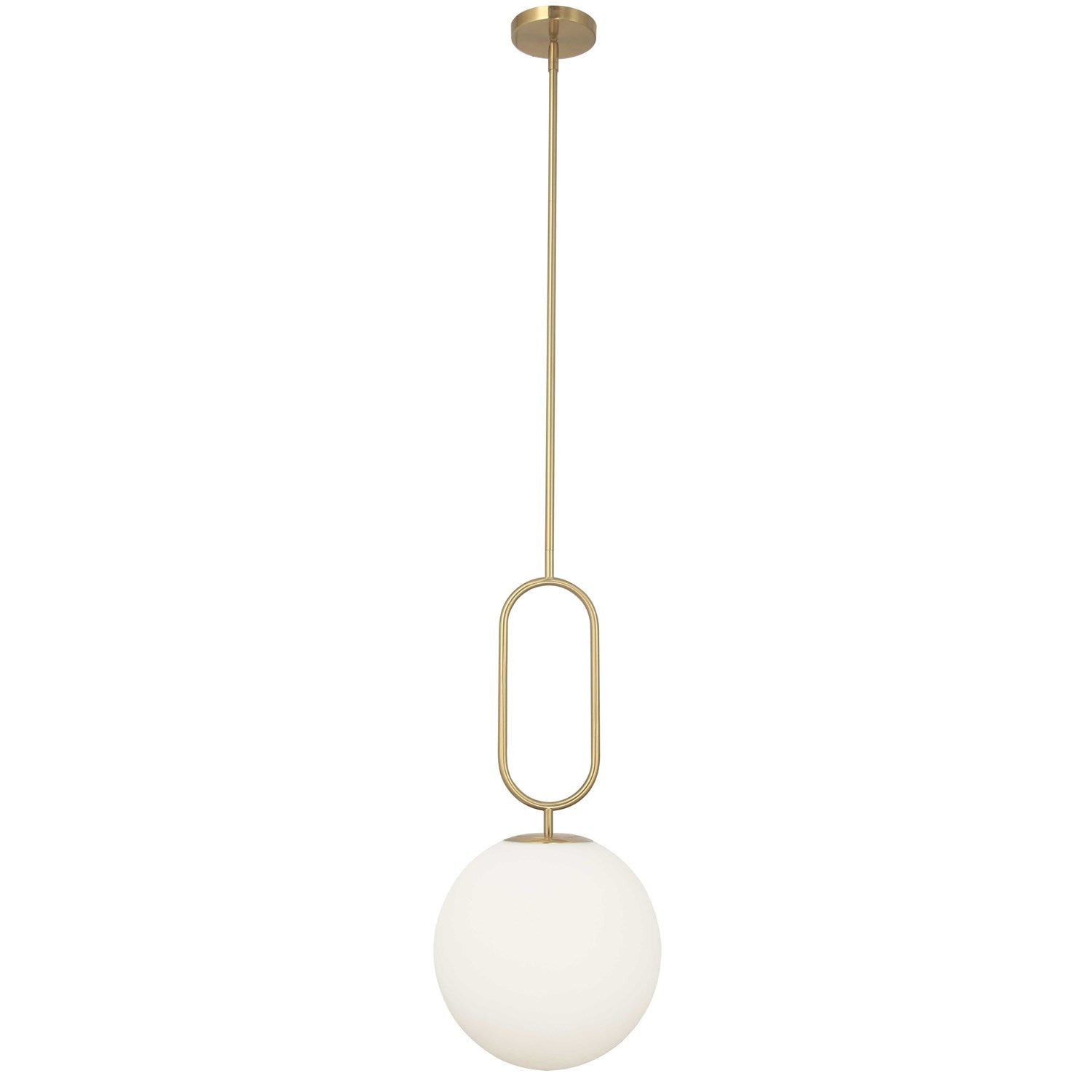1 Light Incandescent Pendant Aged Brass With Opal Glass by Dainolite