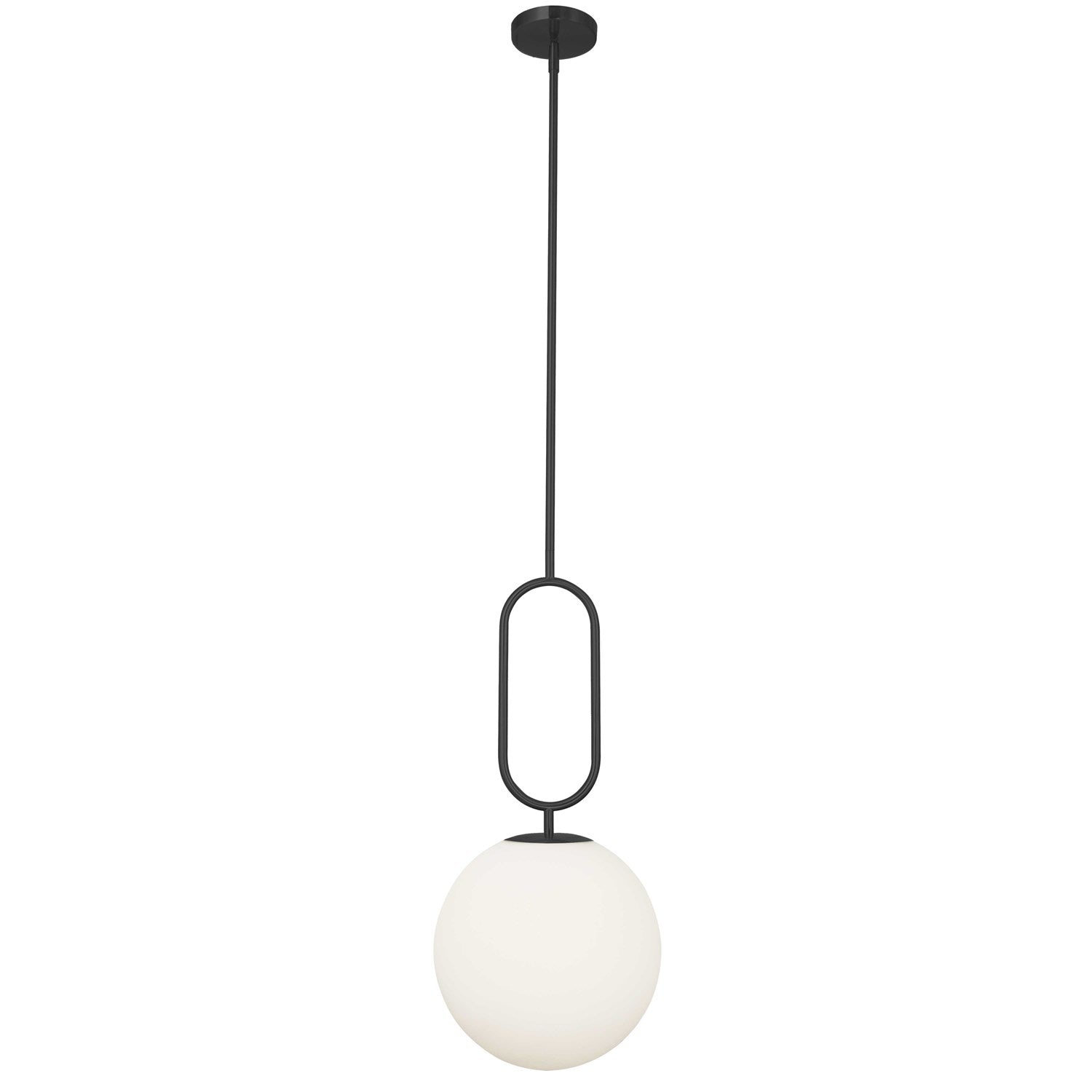1 Light Incandescent Pendant Matte Black With Opal Glass by Dainolite