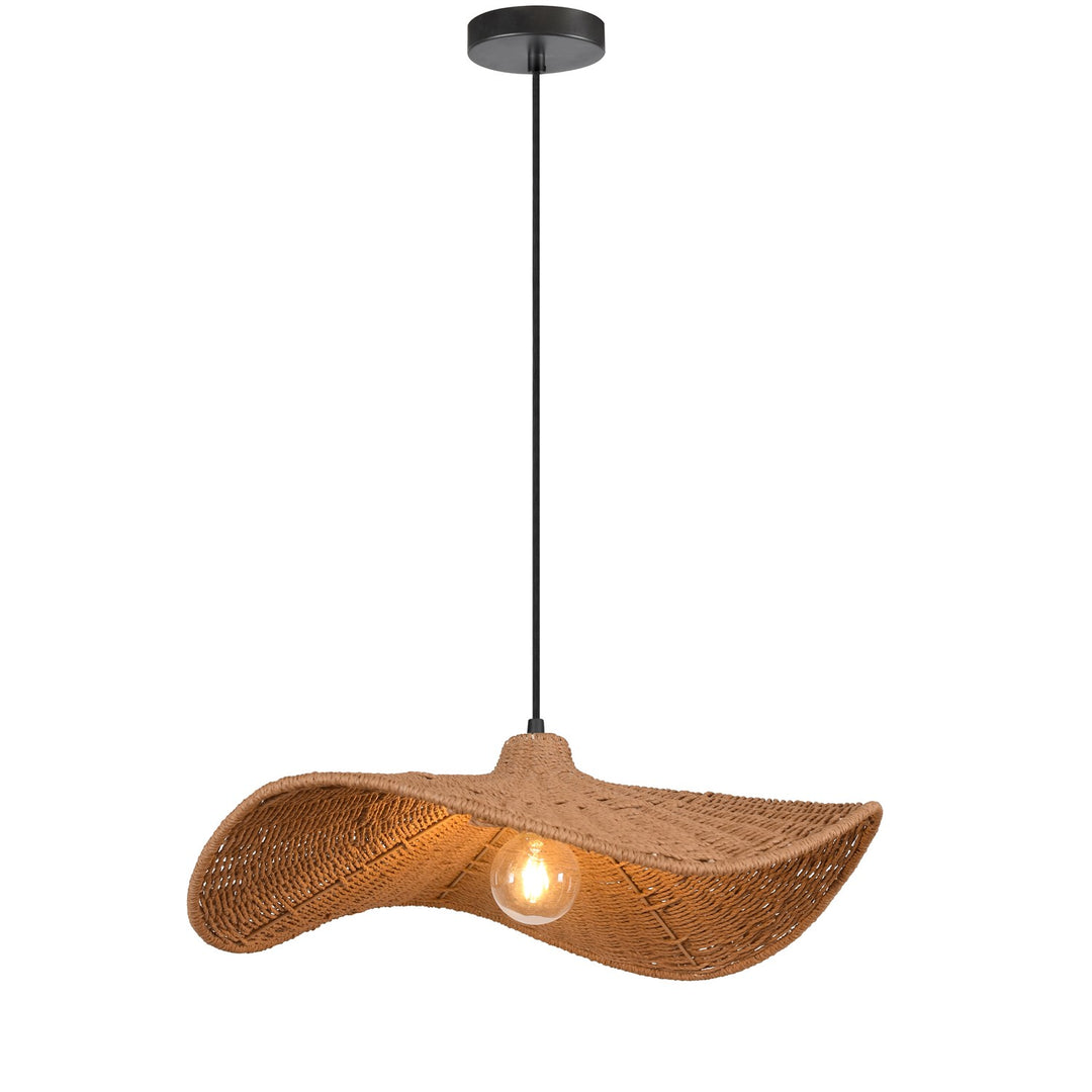 1 Light Incandescent Pendant With Wavy Wicker Shade by Dainolite
