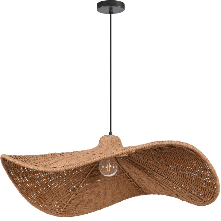 1 Light Incandescent Pendant With Wavy Wicker Shade by Dainolite