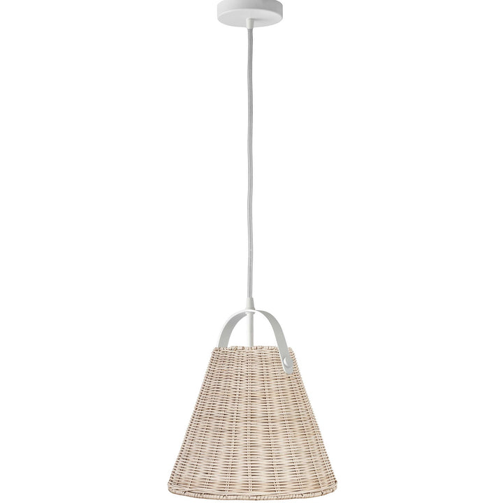 1 Light Incandescent Pendant Matte White With Wicker Shade by Dainolite