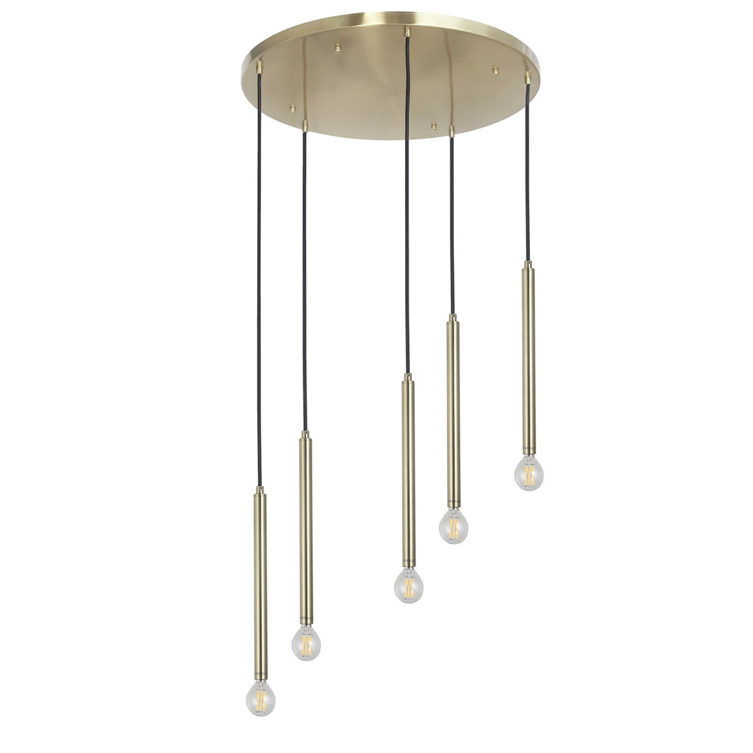 5 Light Pendant In Aged Brass by Dainolite
