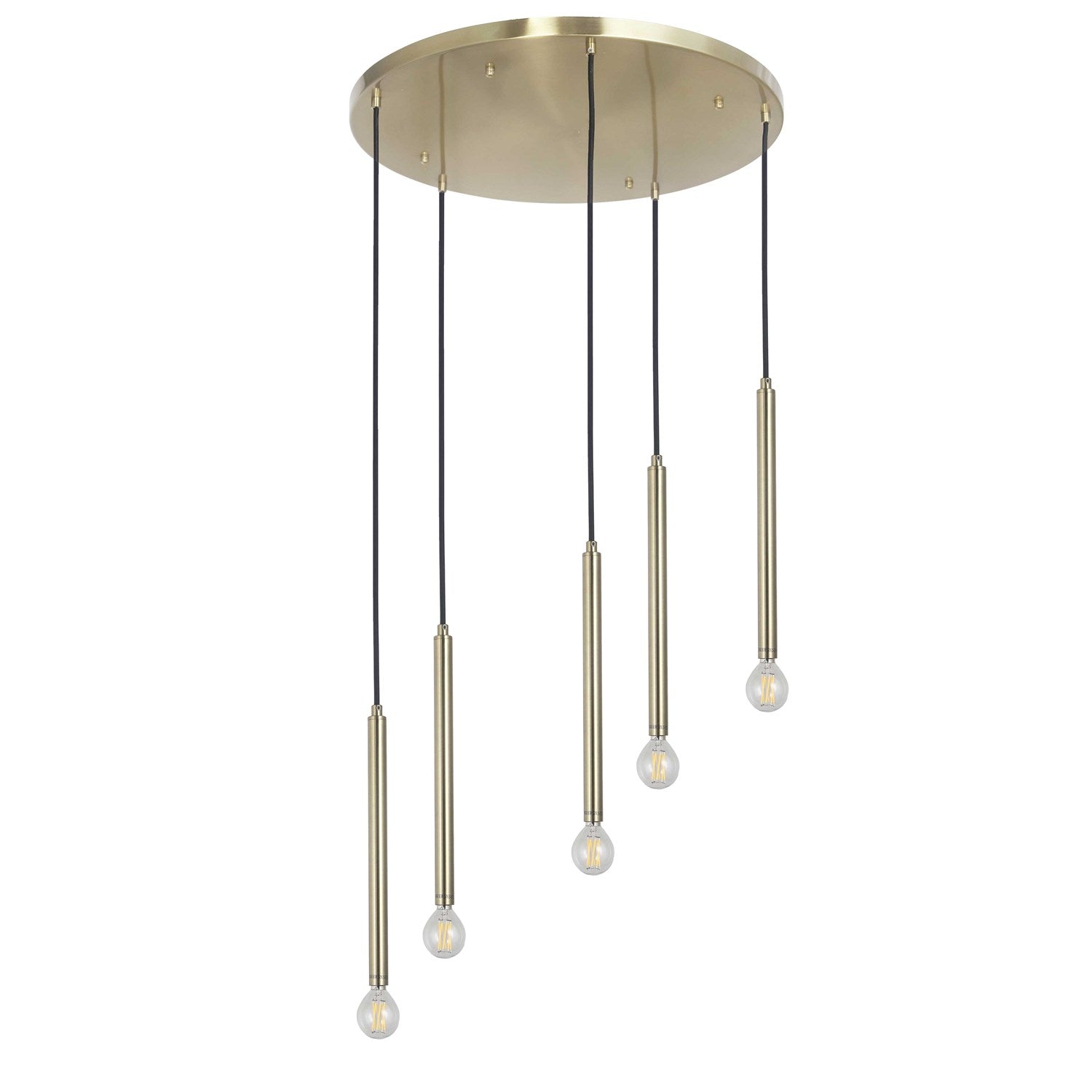 5 Light Pendant In Aged Brass by Dainolite